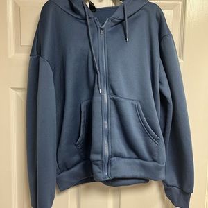 Slightly cropped zip up hoodie